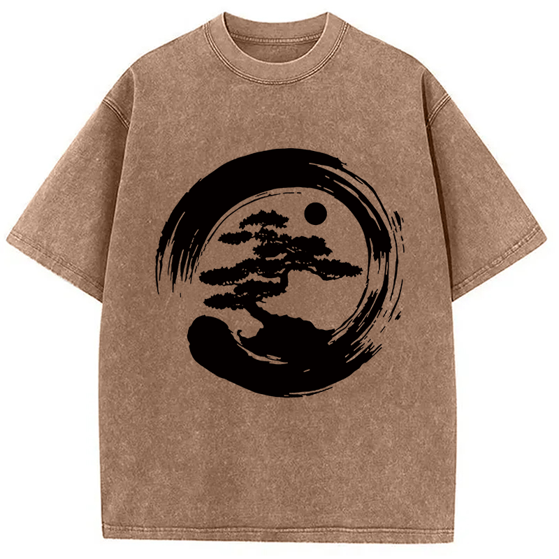 Modecanvas Zen Bonsai DTG Printing Washed T-Shirt