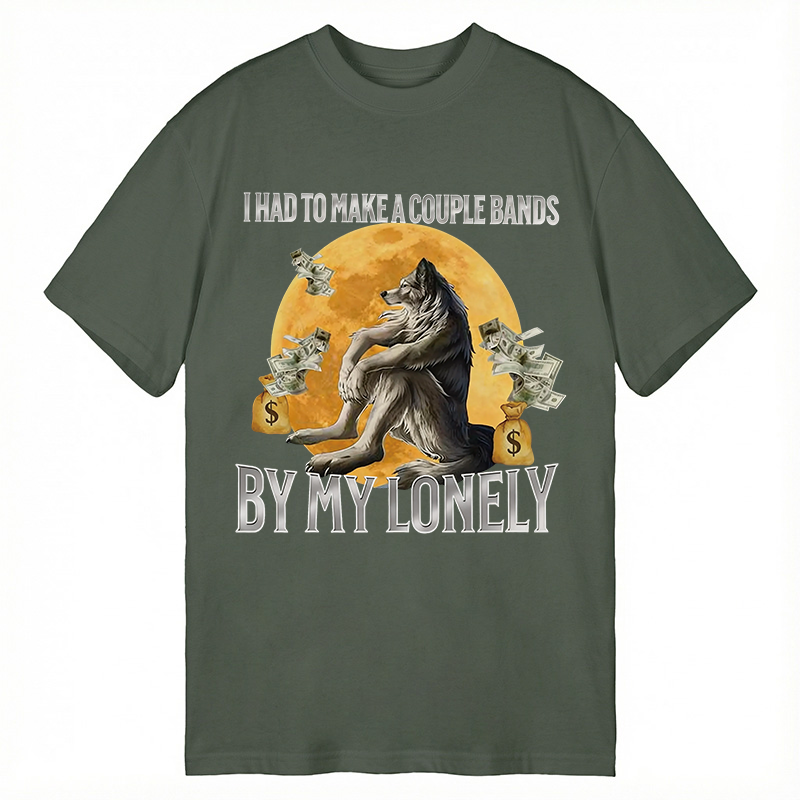 Modecanvas Lonely Alpha Wolf Meme DTG Printing Classic T-Shirt-modecanvas