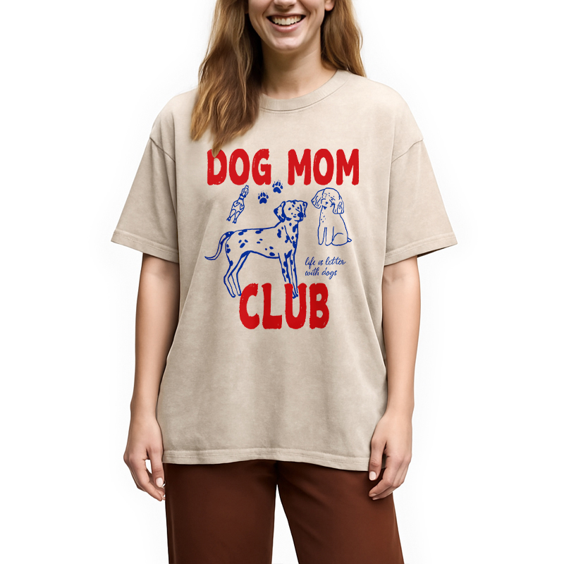 Modecanvas Dog Mom Club Washed T-Shirt