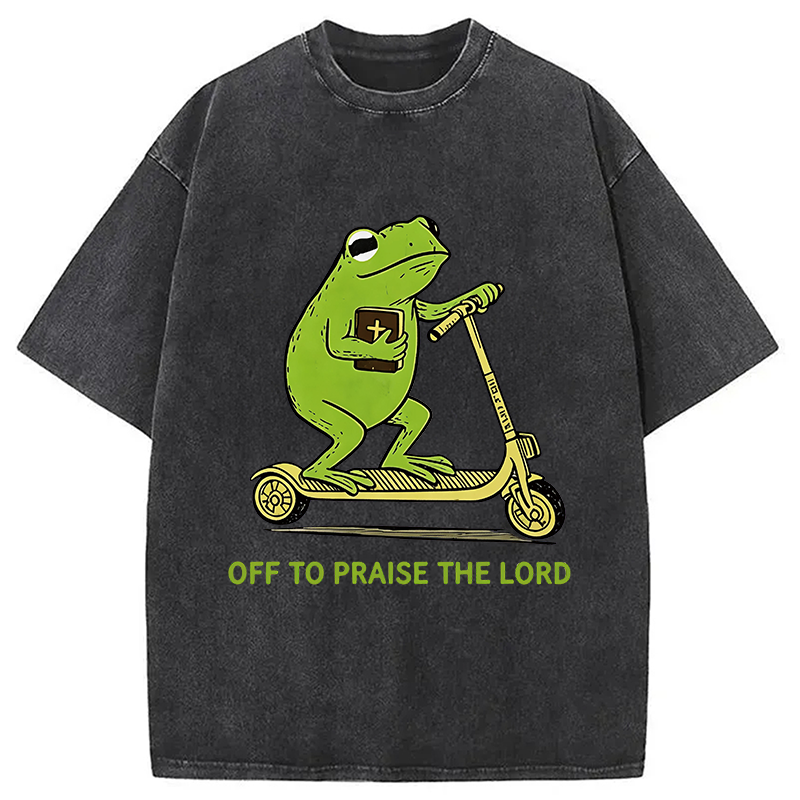 Modecanvas Frog Went To Praise God DTG Printing Washed T-Shirt