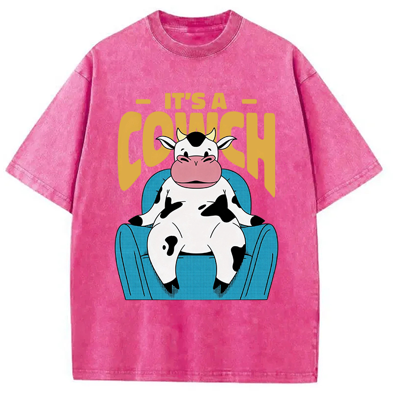 Modecanvas Its A Cowch Funny Cow DTG Printing Washed T-Shirt