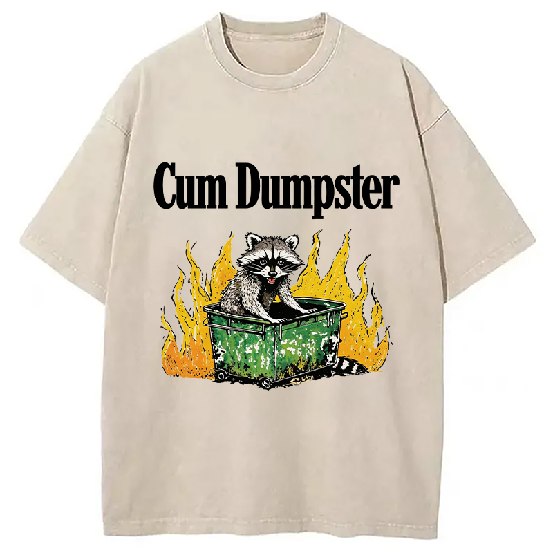 Modecanvas Cum Dumpster Raccoon DTG Printing Washed T-Shirt