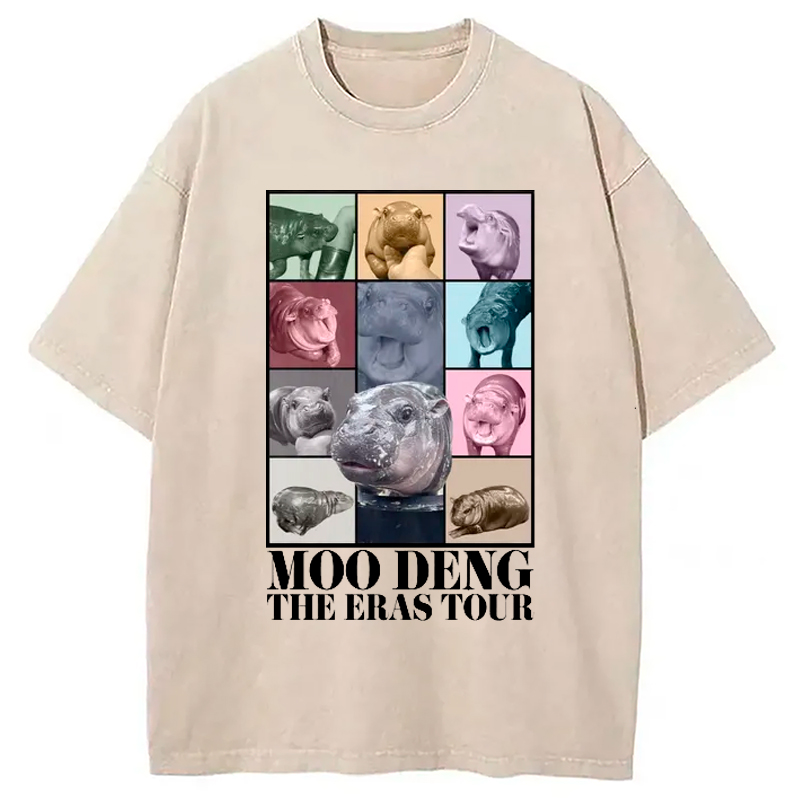 Modecanvas Moodeng Hippo The Era Tour Washed T-Shirt
