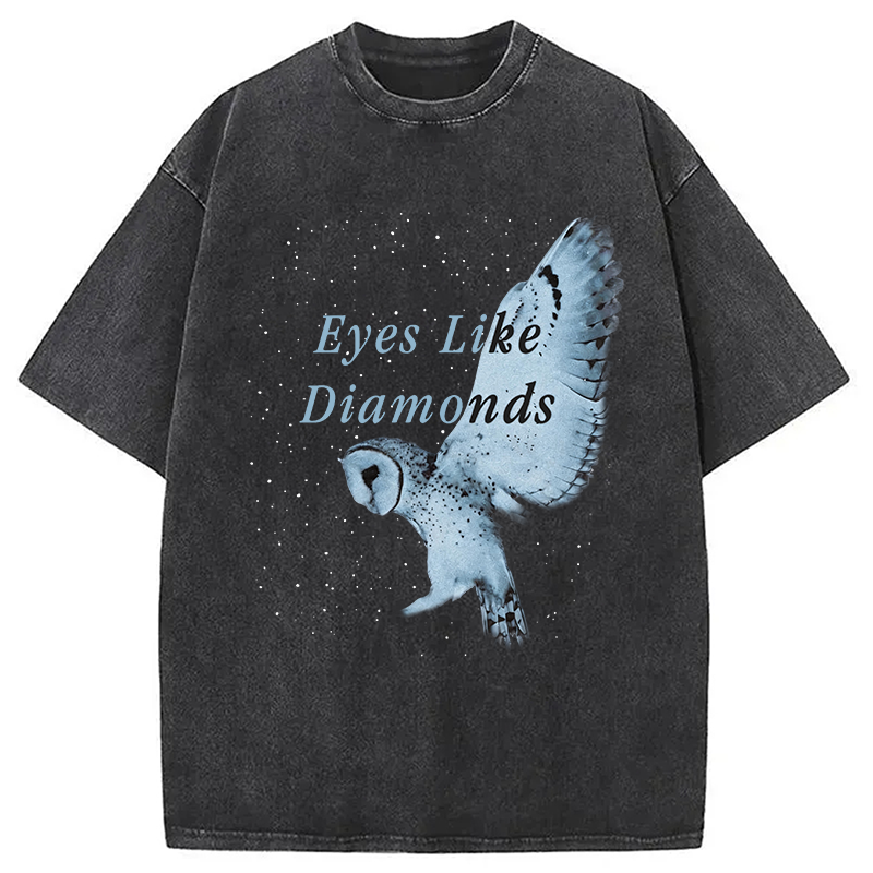 Modecanvas Blue Owl Alt-Rock DTG Printing Washed T-Shirt-modecanvas