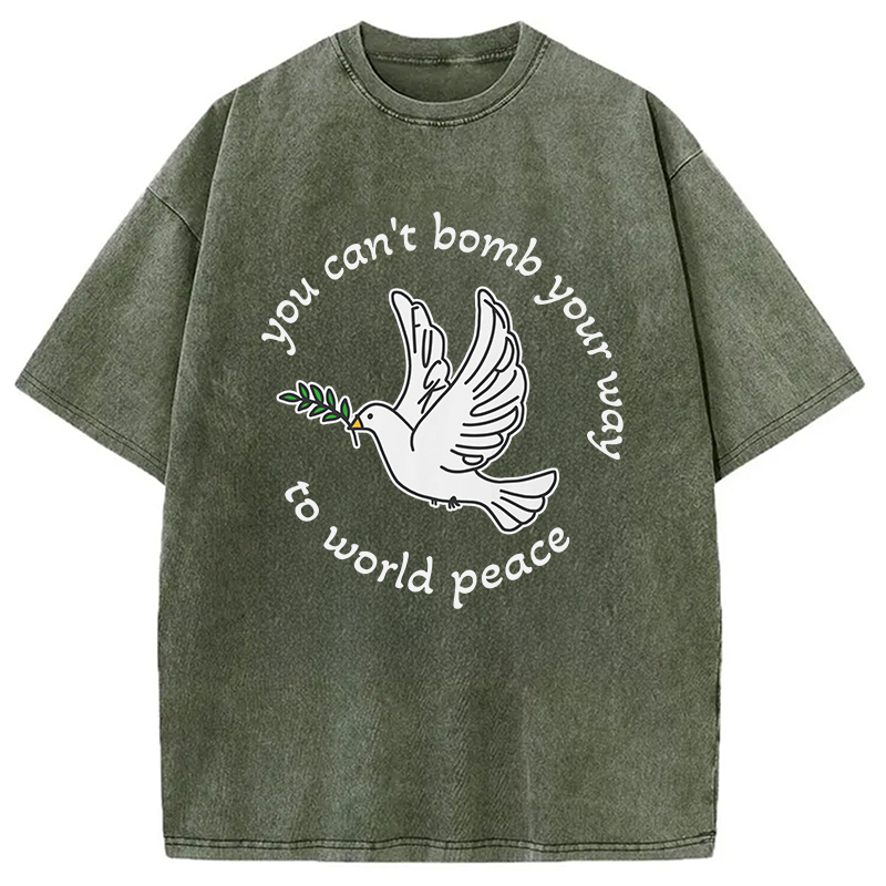 Modecanvas Bombs for World Peace DTG Printing Washed T-Shirt