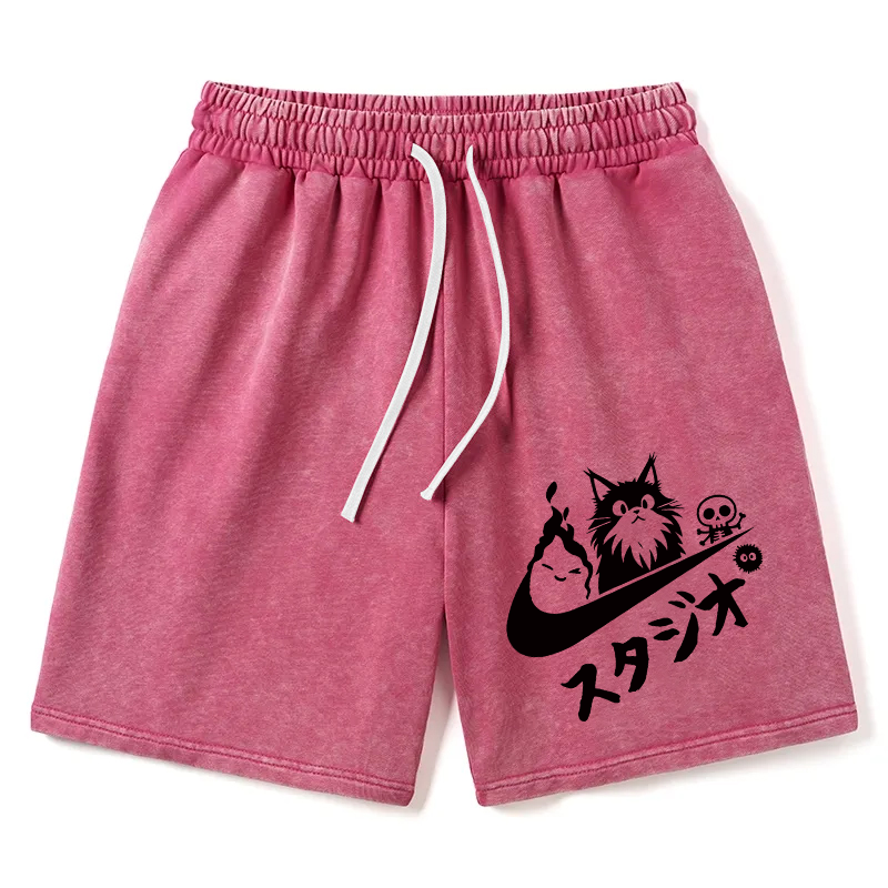Modecanvas Black Cat Vintage Washed Short