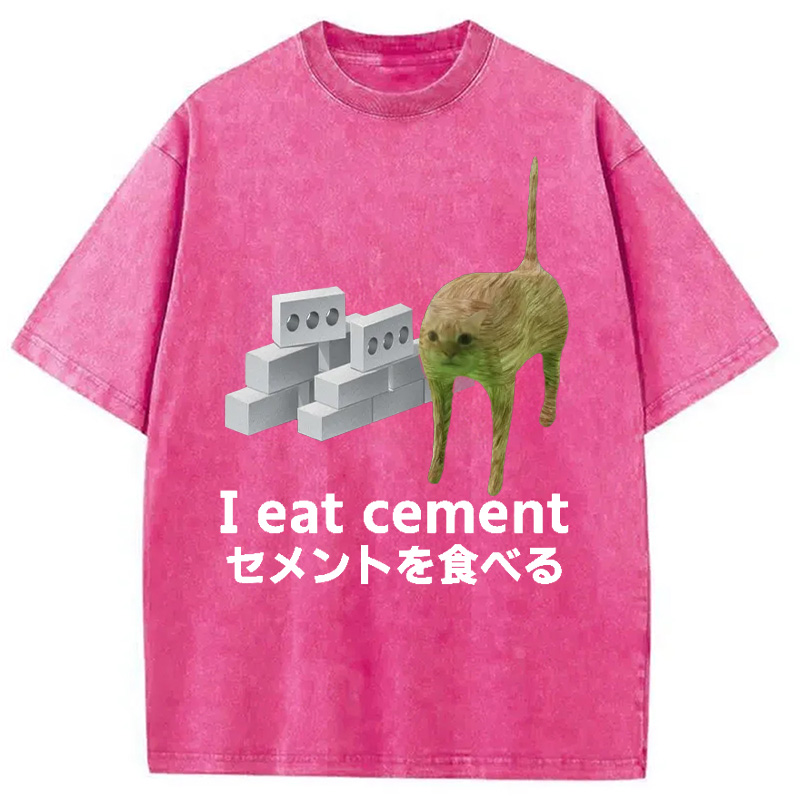 Modecanvas Cement Brick Cat Vintage Washed T-Shirt