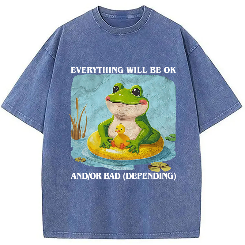 Modecanvas Everything Will Be OK Washed T-Shirt