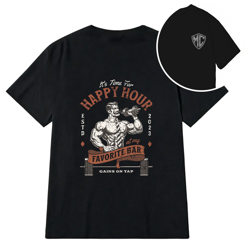 Modecanvas Happy Hour At The Gym Funny DTG Printing Back Classic T-Shirt