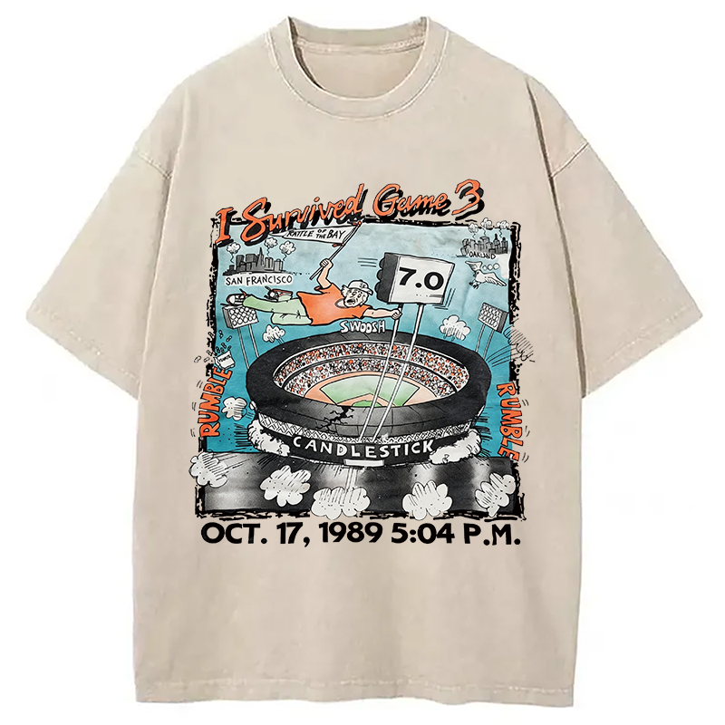 Modecanvas I Survived Game 3 Rattle Of The Bay DTG Printing Washed T-Shirt