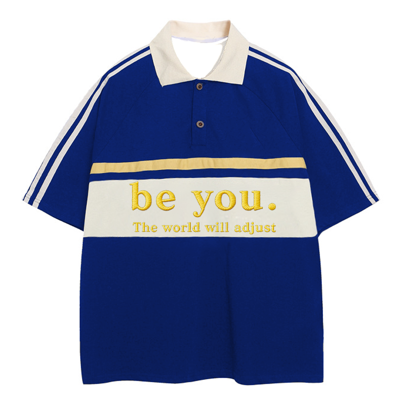 Modecanvas Be You The World Will Adjust Polo Embroidered T-Shirt