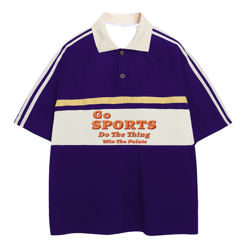 Modecanvas Go Sports Do Thing Win The Points Polo Embroidered T-Shirt