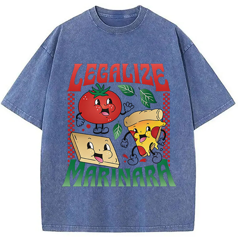 Modecanvas Funny Legalize Marinara DTG Printing Washed T-Shirt
