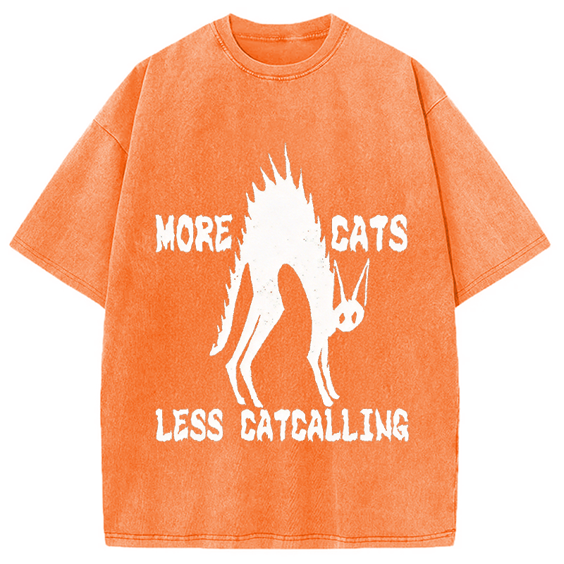 Modecanvas More Cats Less Catcalling DTG Printing Washed T-Shirt