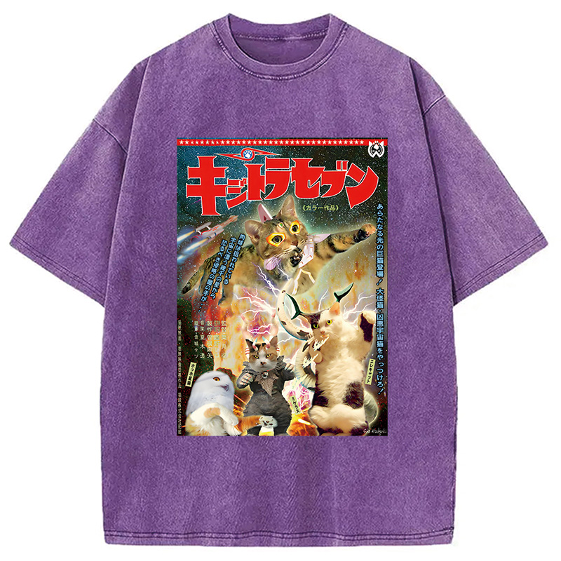 Modecanvas Imaginary Science Cat Washed T-Shirt