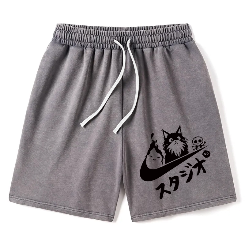 Modecanvas Black Cat Vintage Washed Short