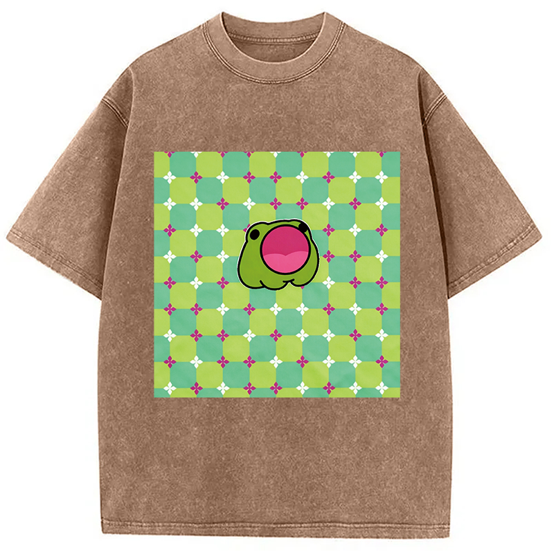 Modecanvas 3D Dizziness Frog DTG Printing Washed T-Shirt