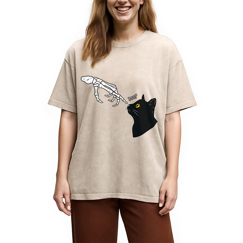 Modecanvas Cat Spooky Boop Washed T-Shirt