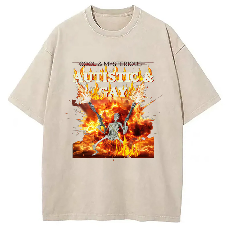 Modecanvas Autistic Gay Skeleton Washed T-Shirt