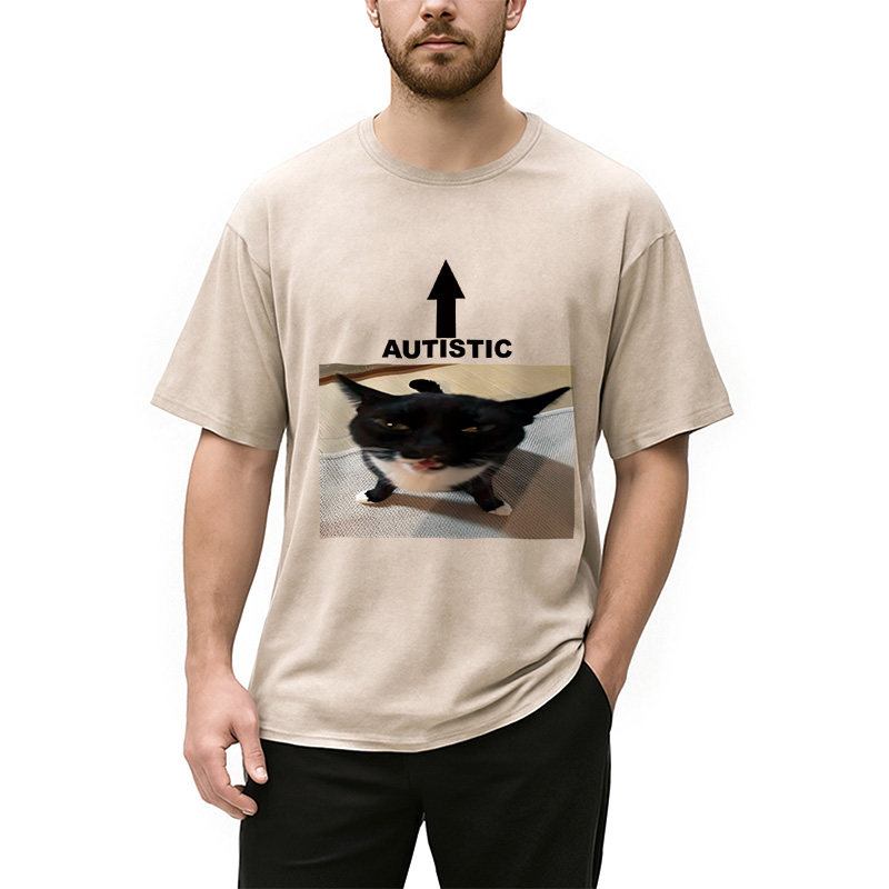 Modecanvas Autistic Cat Washed T-Shirt