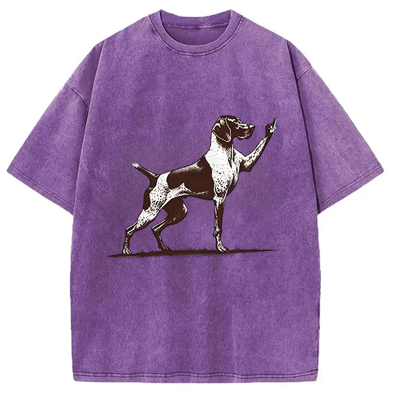 Modecanvas Rude Pointer Dog DTG Printing Washed T-Shirt