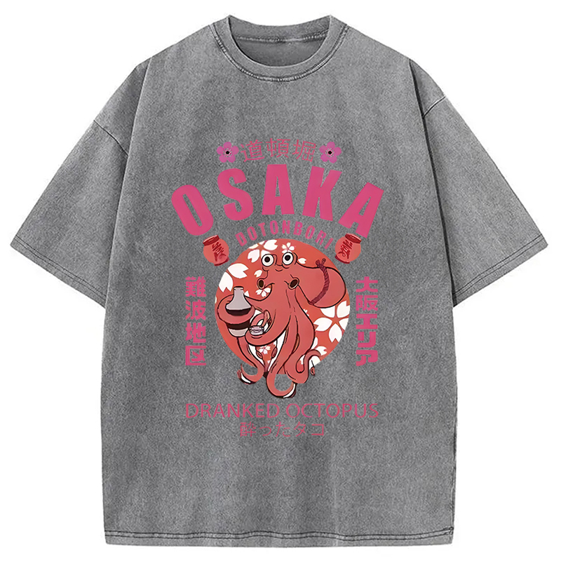 Modecanvas Sakura And Octopus Washed T-Shirt