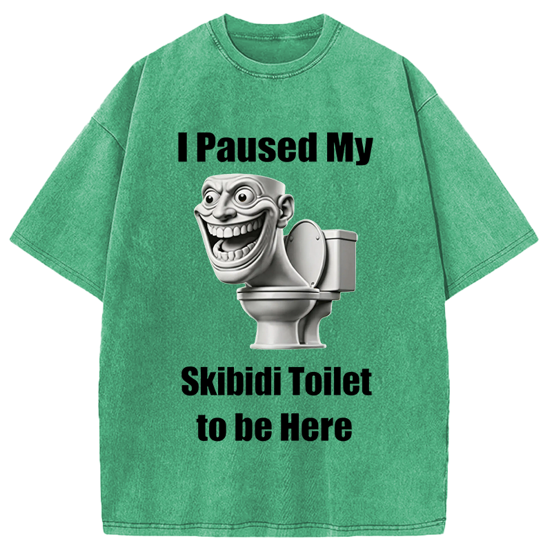 Modecanvas I Paused My Skibidi Toilet To Be Here DTG Printing Washed T-Shirt