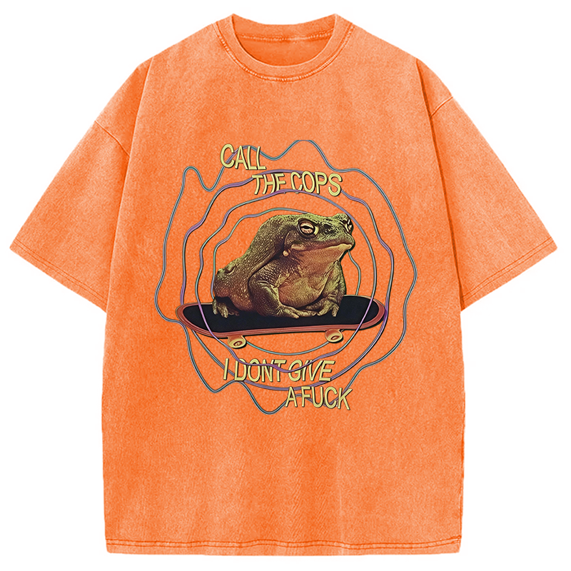 Modecanvas Call The Copes IDGAF DTG Printing Washed T-Shirt