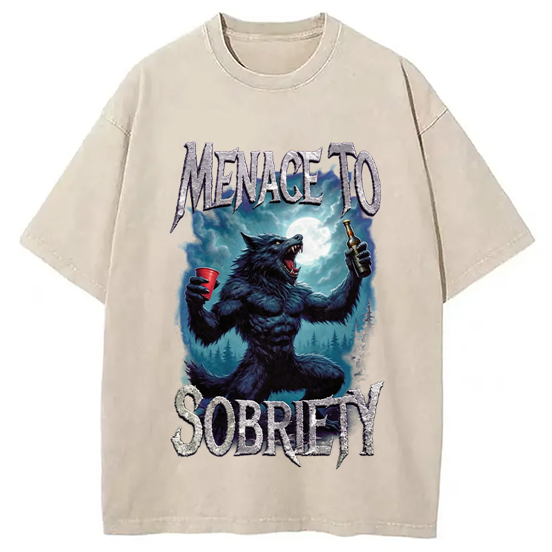 Modecanvas Menace To Sobriety Washed T-Shirt-modecanvas