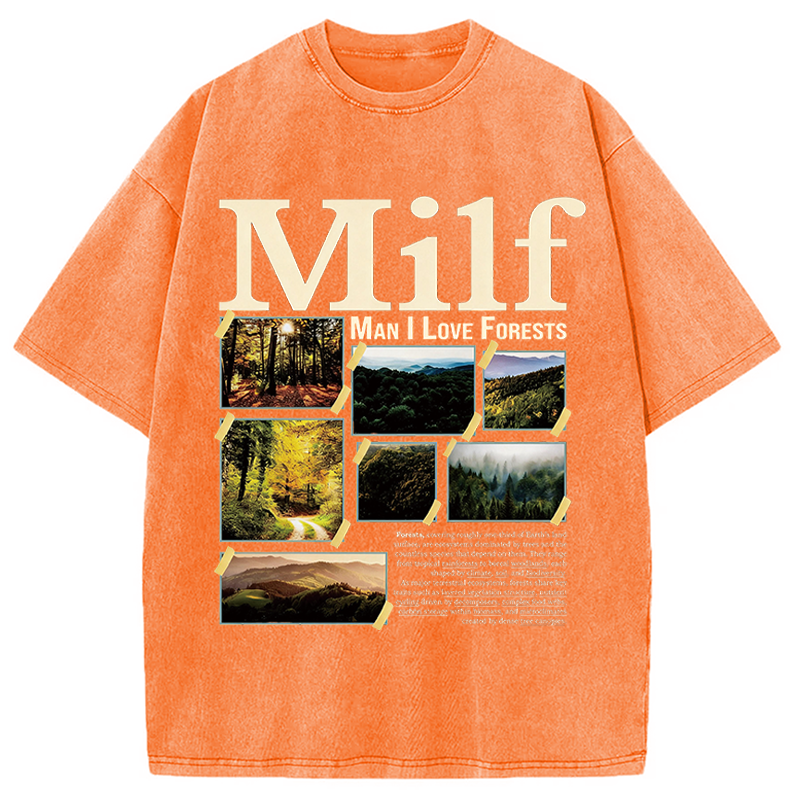 Modecanvas Man I Love Forests DTG Printing Washed T-Shirt