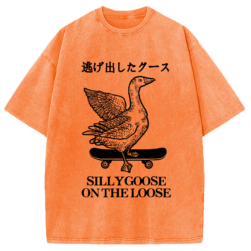 Modecanvas Skateboard Goose Washed T-Shirt-modecanvas