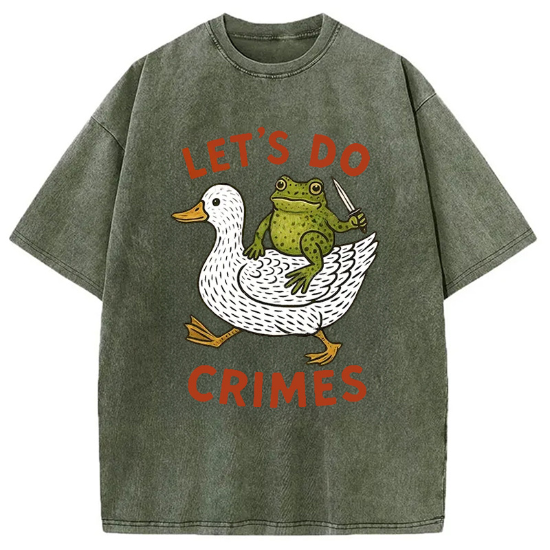 Modecanvas Frog Ready To Commit Crime Washed T-Shirt