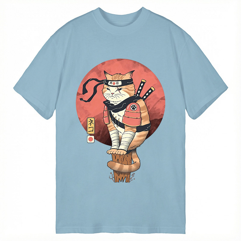Modecanvas Bloodmoon Samurai Cat DTG Printing Classic T-Shirt-modecanvas