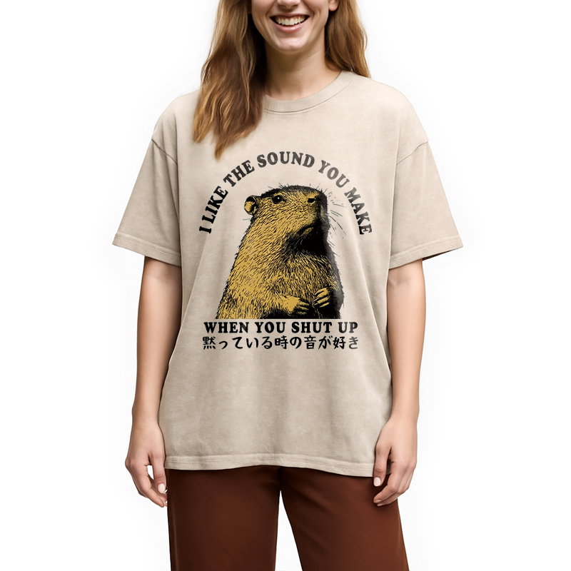 Modecanvas I Like The Sound Of Silence DTG Printing Washed T-Shirt