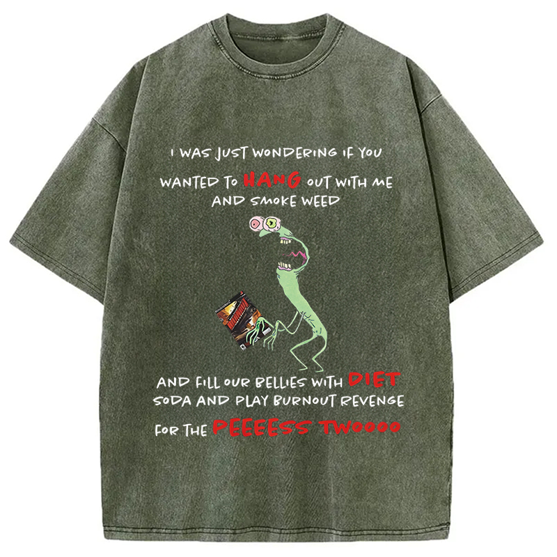 Modecanvas Mr. Landlord Smiling Friends I Was Just Wondering DTG Printing Washed T-Shirt
