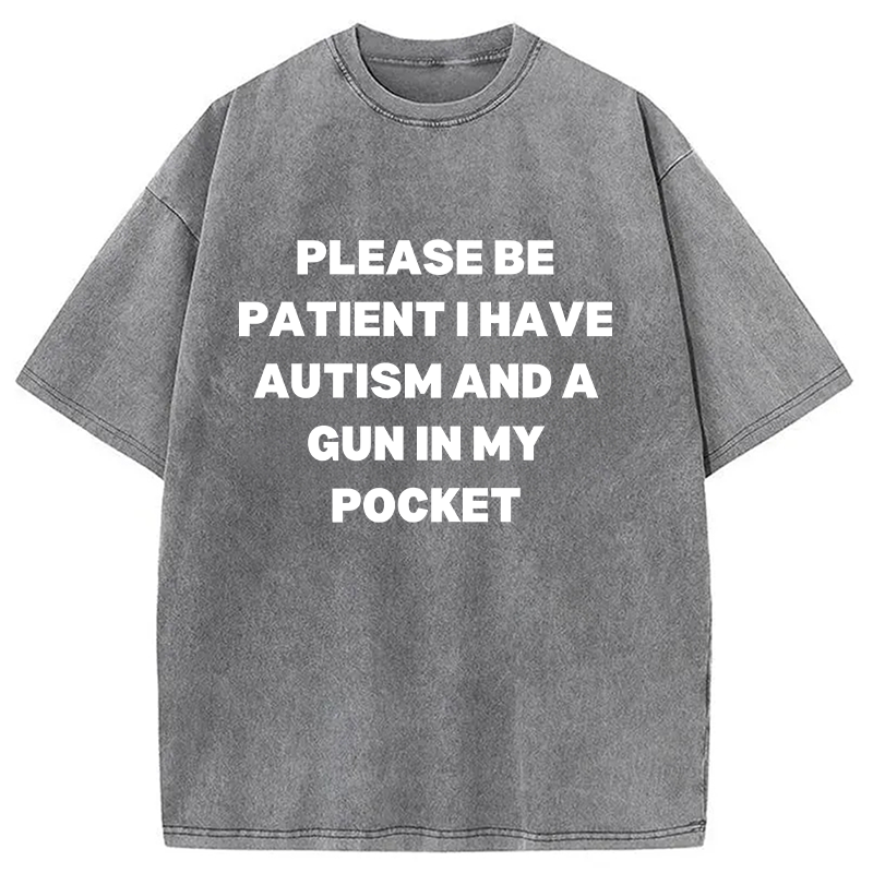 Modecanvas A Gun in My Pocket Washed T-Shirt-modecanvas