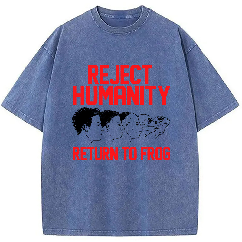 Modecanvas Funny Reject Humanity Return To Frog Japanese Washed T-Shirt