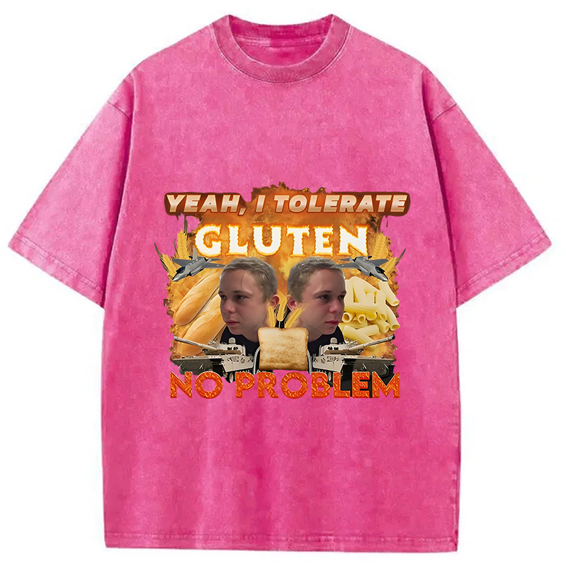 Modecanvas I Tolerate Gluten Meme Washed T-Shirt