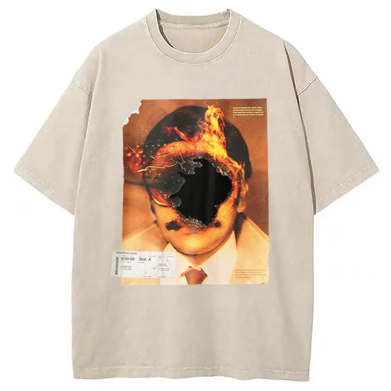 Modecanvas Hiphop Abstract Art Washed T-Shirt