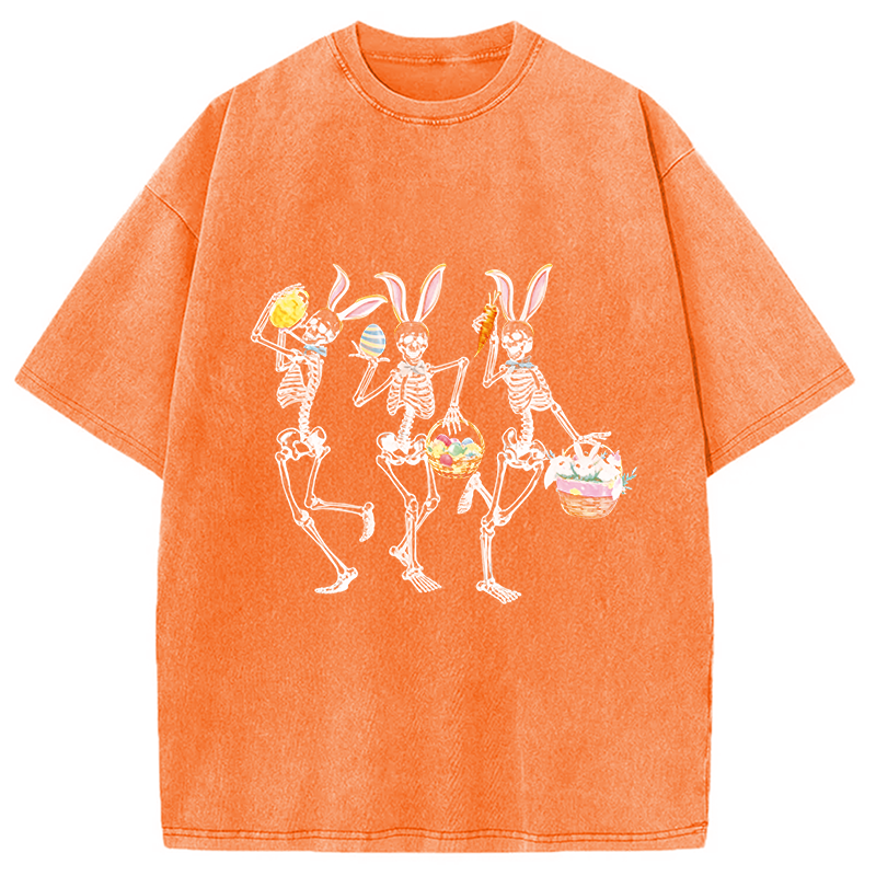 Modecanvas Easter Dancing Skeleton DTG Printing Washed T-Shirt