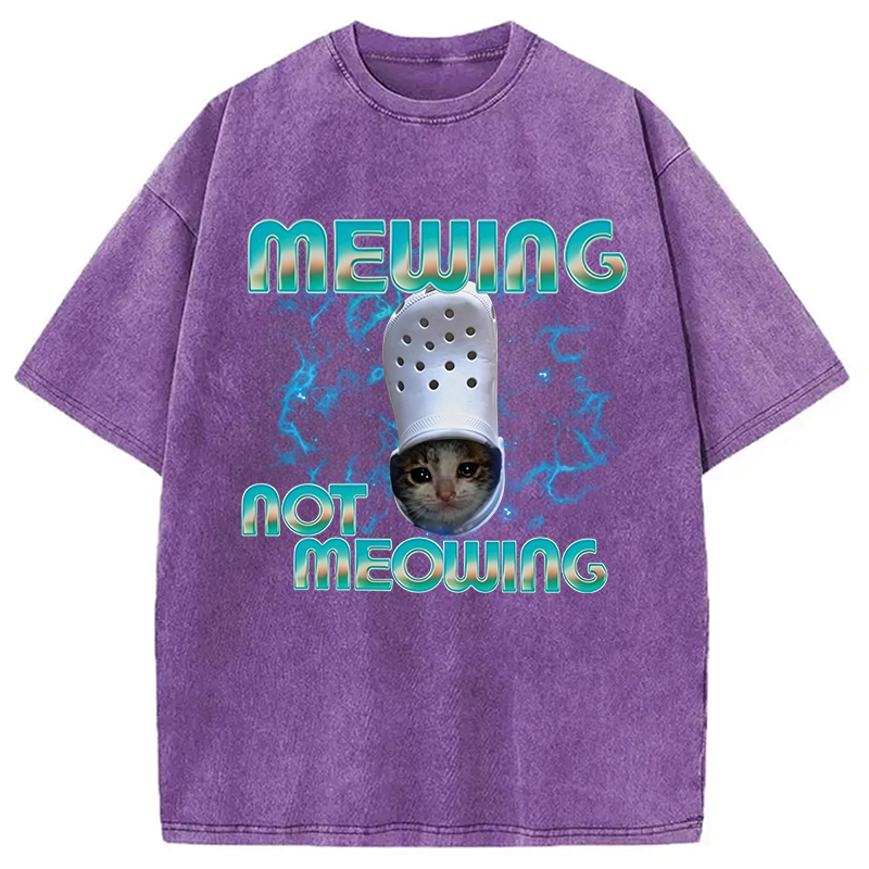 Modecanvas Mewing Not Meowing Cat Ironic DTG Printing Washed T-Shirt