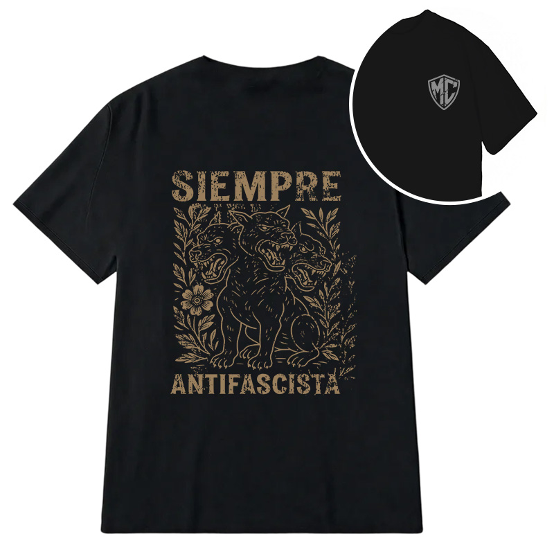 Modecanvas Siempre Antifascista Hydra Dog DTG Printing Back Classic T-Shirt