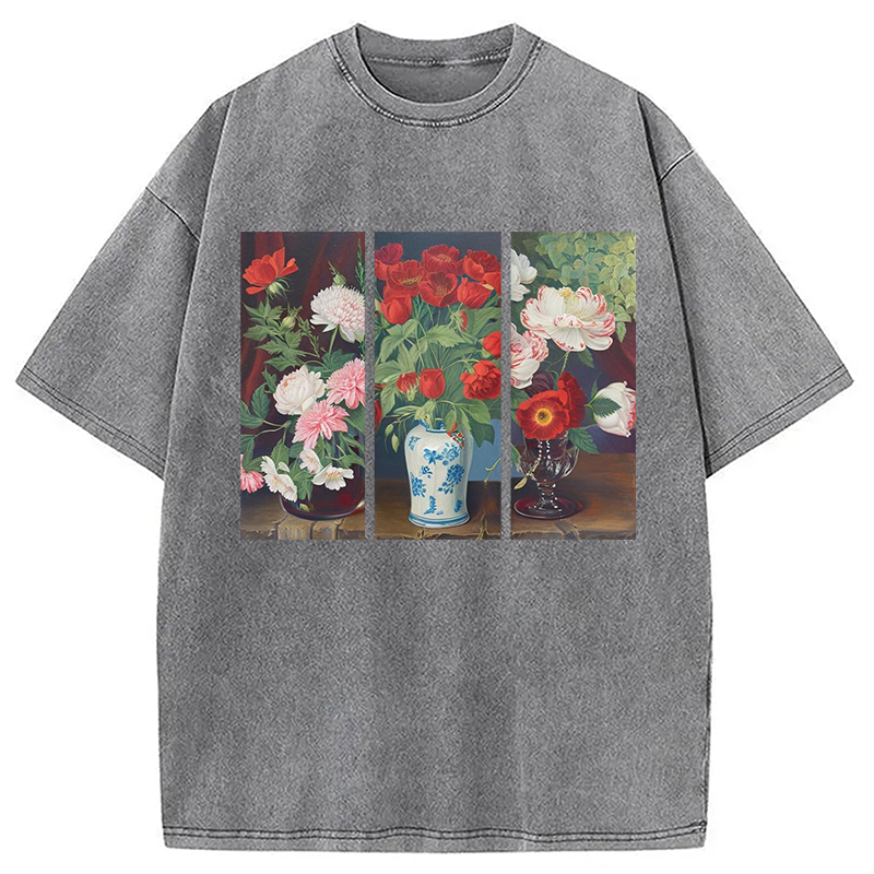 Modecanvas Van Gogh Flower Washed T-Shirt
