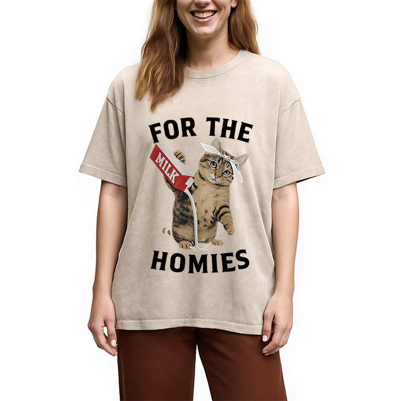 Modecanvas For The Homies Cat Washed T-Shirt