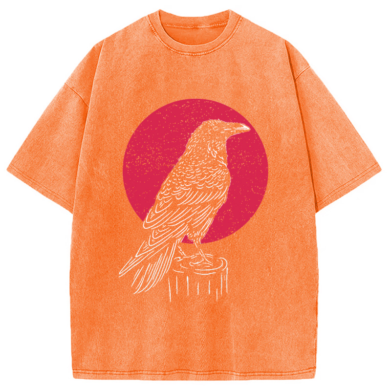 Modecanvas Viking Raven Crow Witchcraft Occult Pagan Washed T-Shirt