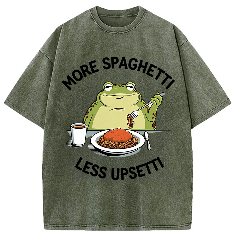 Modecanvas More Spaghetti Less Upsetti Frog DTG Printing Washed T-Shirt