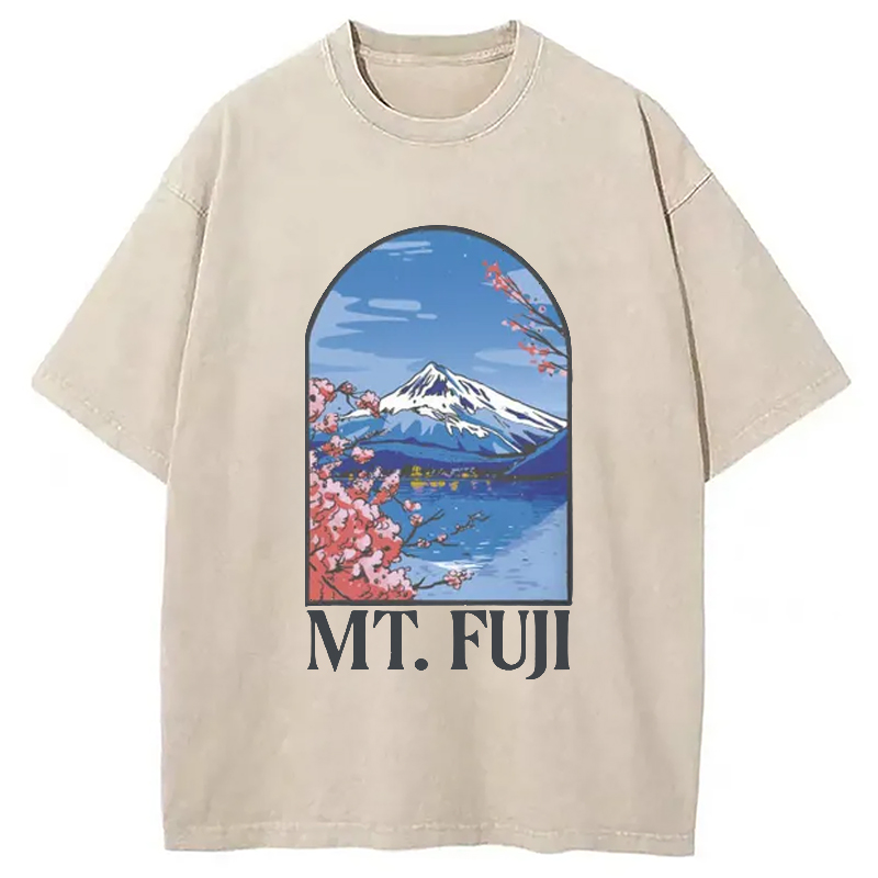 Modecanvas Mt. Fuji Cherry Blossom Japanese Washed T-Shirt