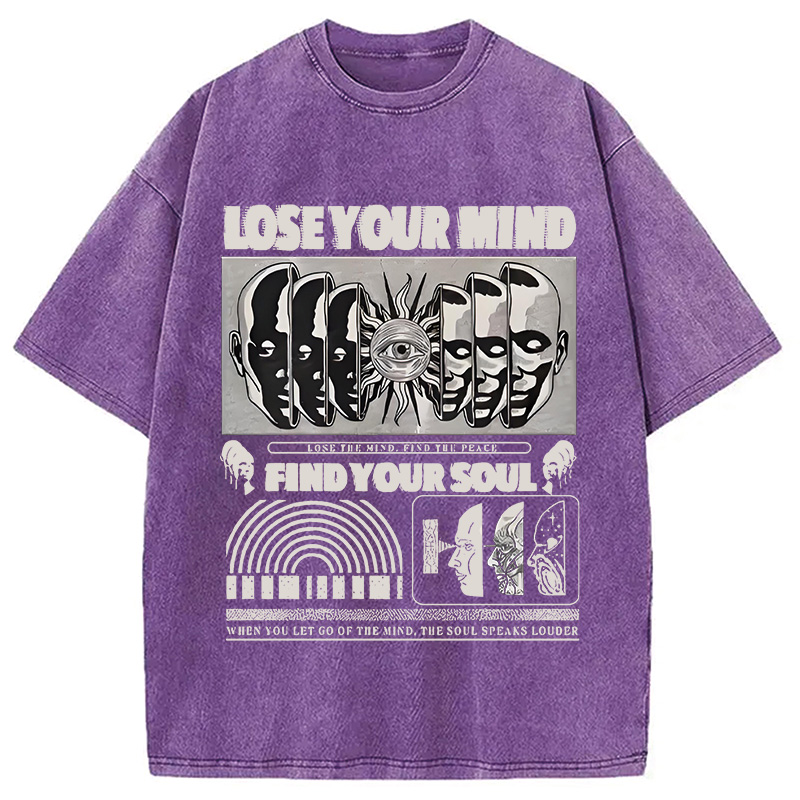 Modecanvas Lose Mind Find Soul Washed T-Shirt-modecanvas
