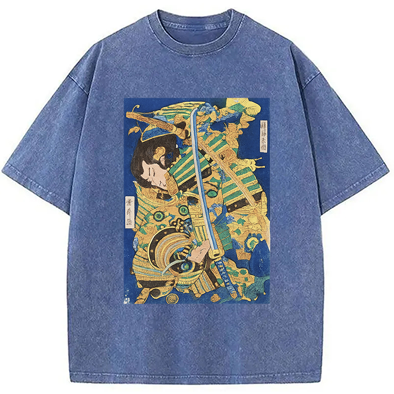 Modecanvas Samurai Clash Ukiyo-e Washed T-Shirt