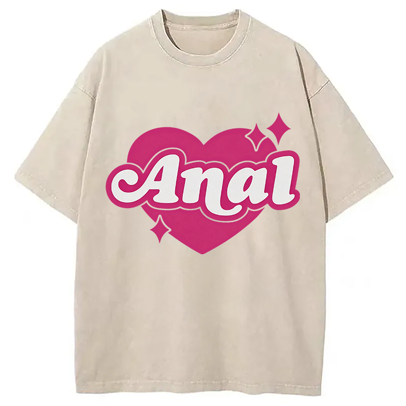 Modecanvas Anal Heart DTG Printing Washed T-Shirt